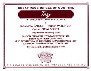 2000 GDS Cards Great Racehorses of Our Time #5 Troy Back